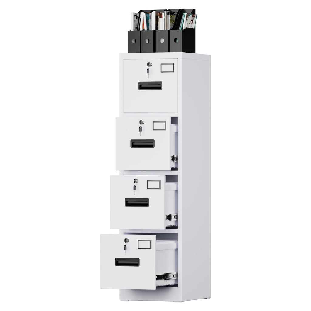 4 Drawer White Metal File Cabinet with Lock I2616