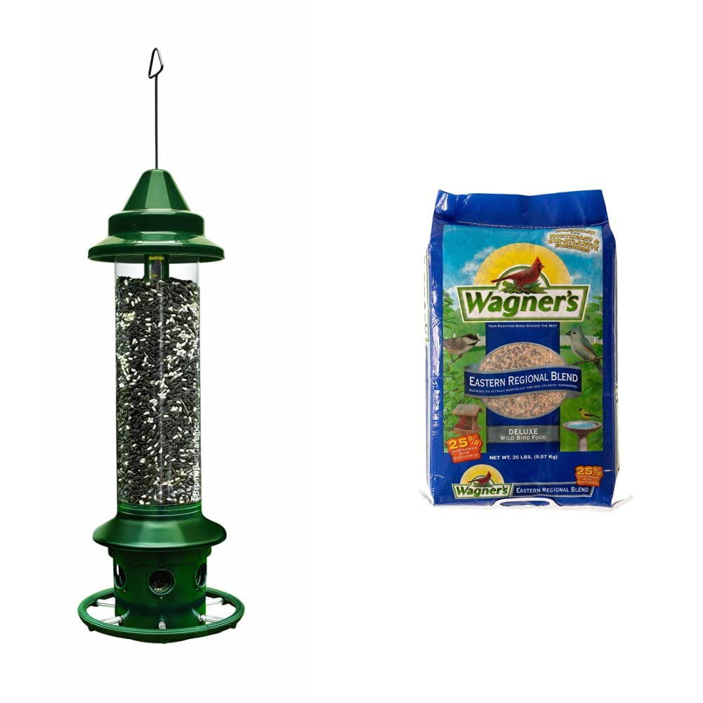 Green Squirrel-Proof Bird Feeder and 20-Pound Bag Wild Bird Food L680889