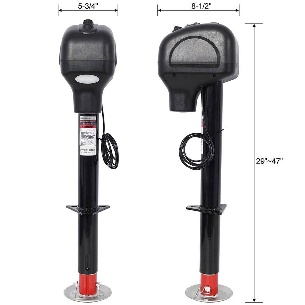 Electric Trailer Jack 3500 LBS 12V DC Power Tongue Jack with Adjustable Drop Leg X7591
