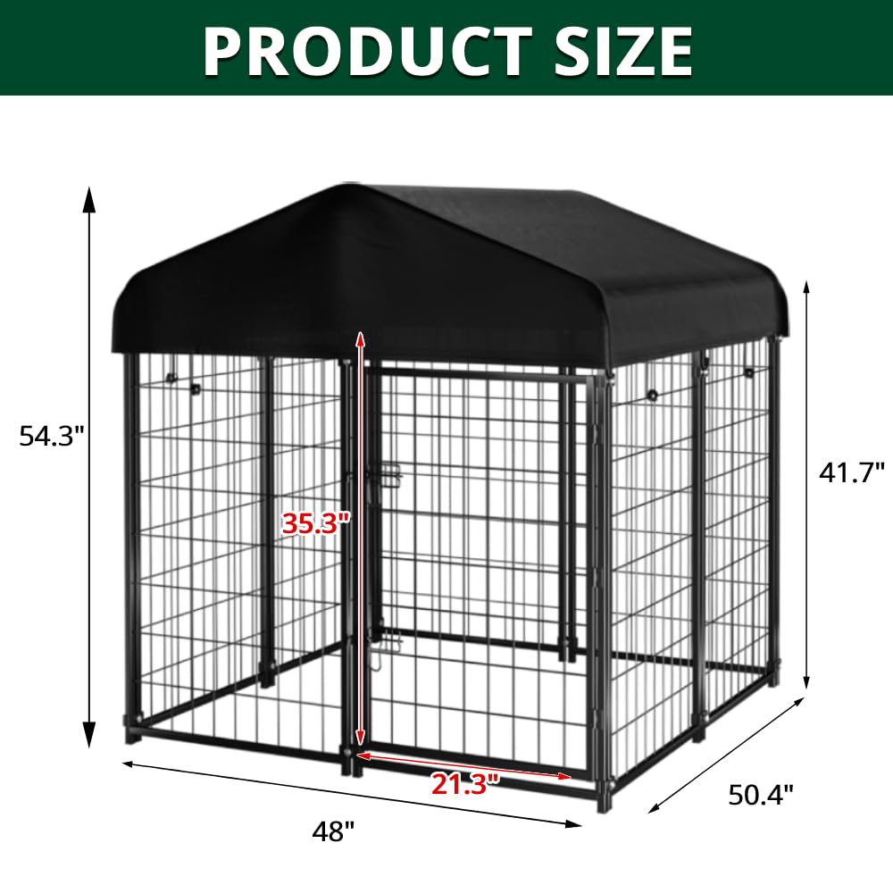 Welded Wire Dog Kennel with Roof F51488