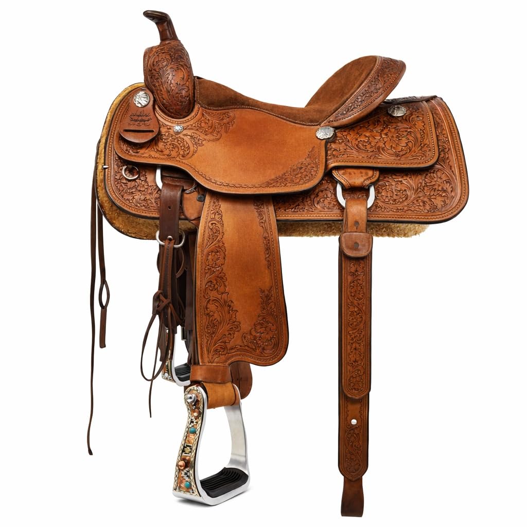 Turquoise Stone Aluminum Copper Barrel Stirrups K248754