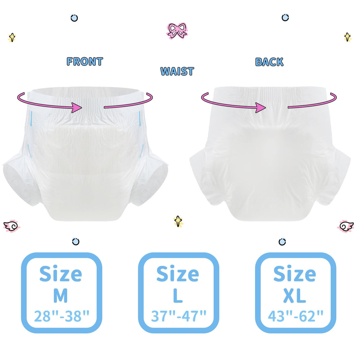 Diaper 10 Pieces Protective Underwear White 28"-38" I366370