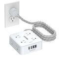 5Ft Braided Extension Cord Power Strip with 8 Outlets and 4 USB Ports, White N81832