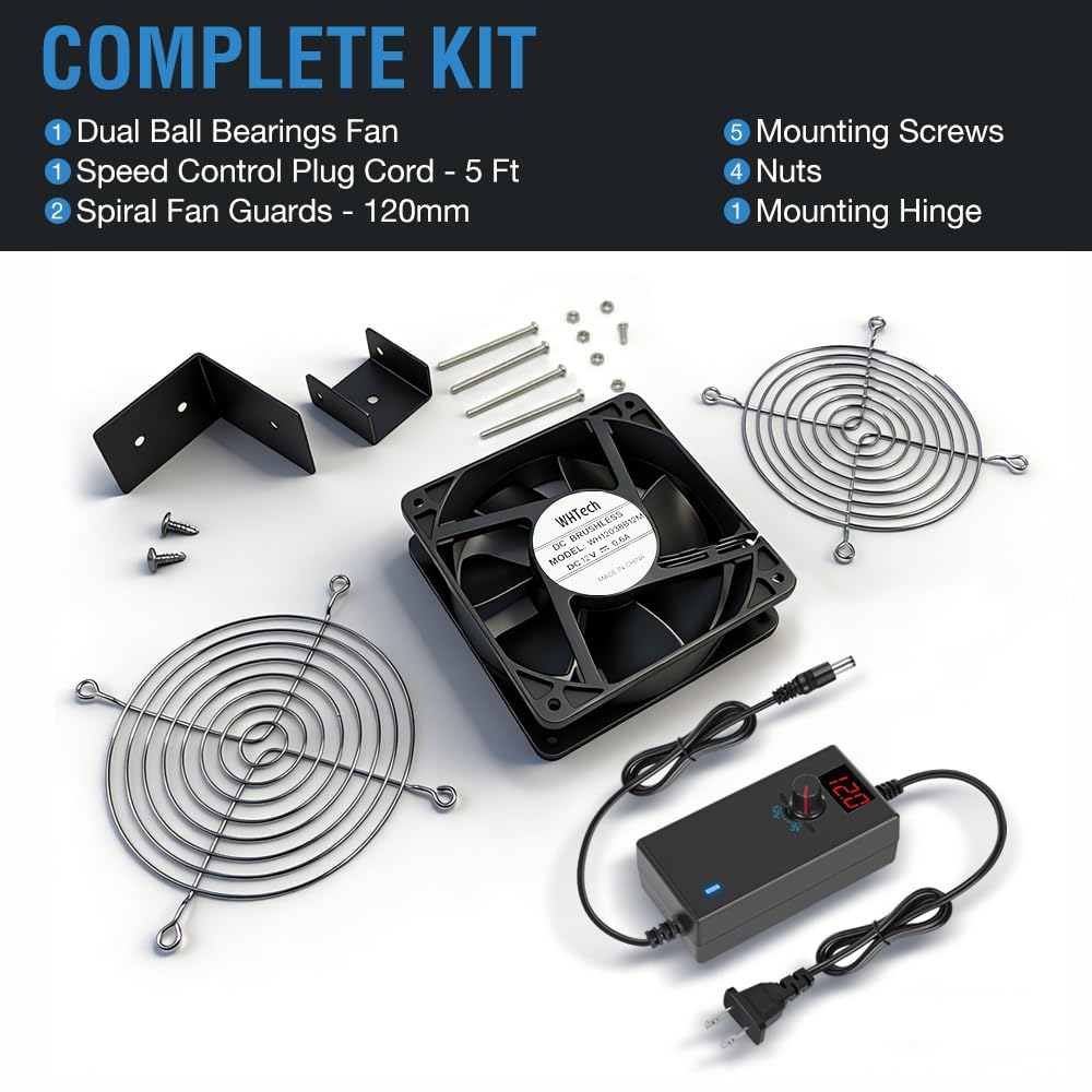 120mm x 38mm AC Muffin Fan with Variable Speed Controller Z6125