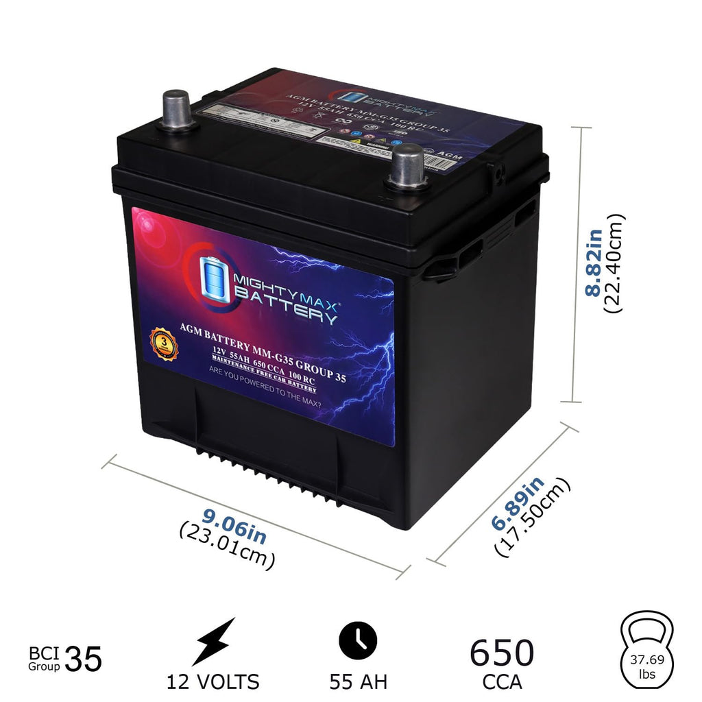12V 55Ah AGM 650 CCA Group Size 35 Battery E105