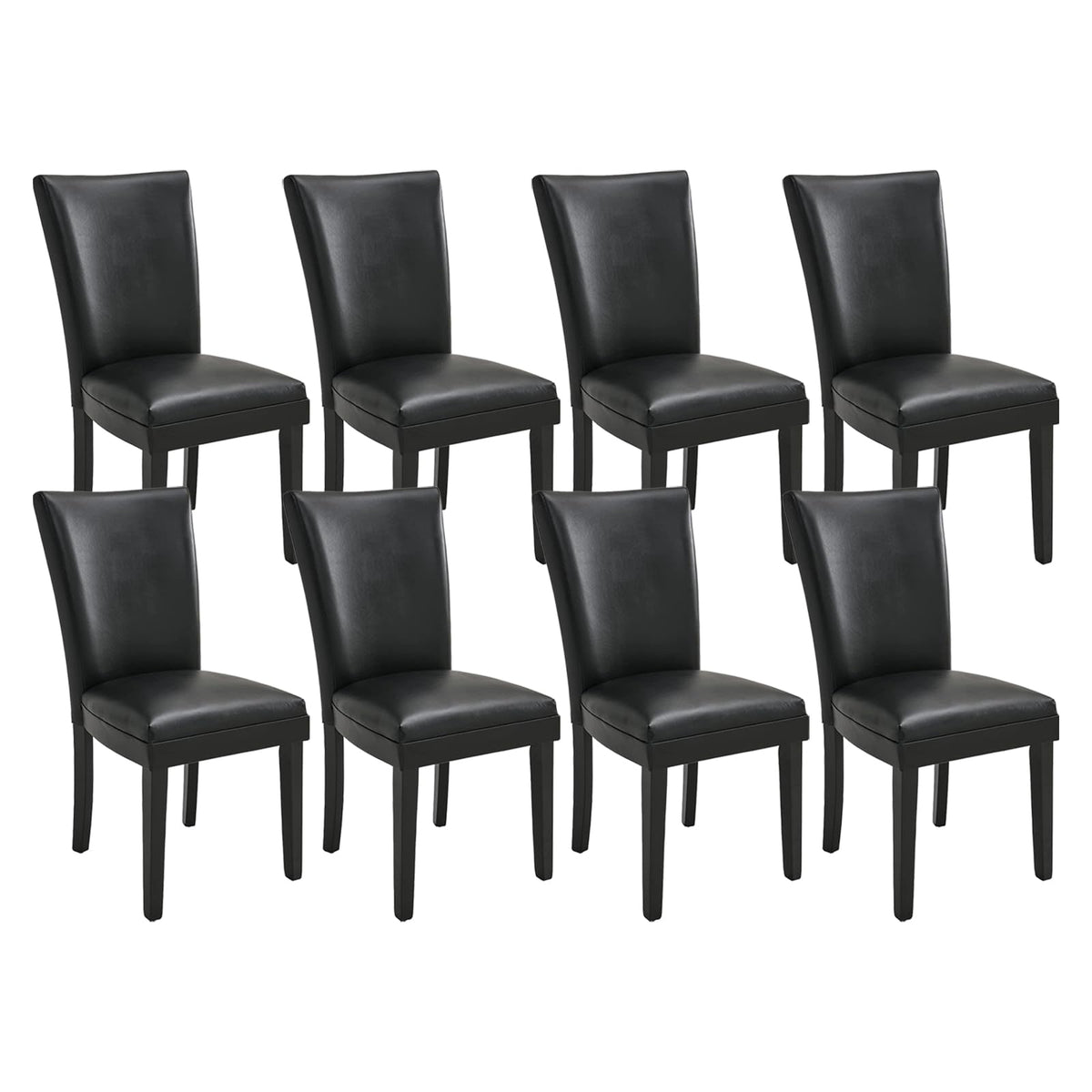 Set of 8 Black Faux Leather Upholstered Dining Chairs U399115
