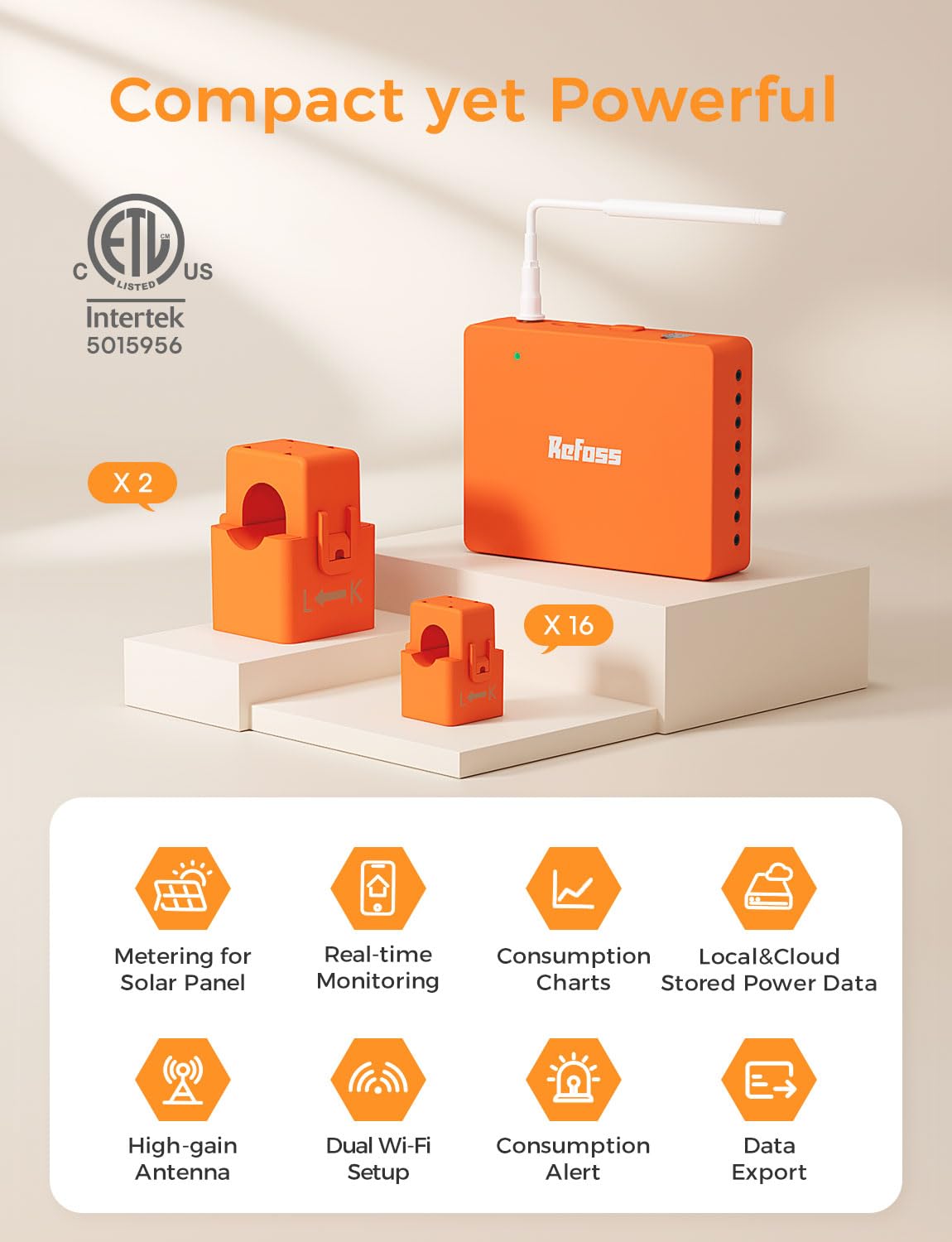 Smart Home Energy Monitor with 16 60A Circuit Sensor A49786