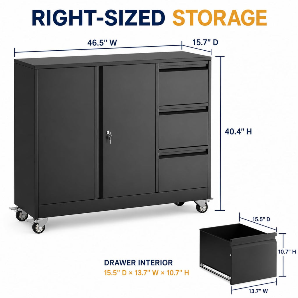 3 Drawer Rolling File Cabinet F740950