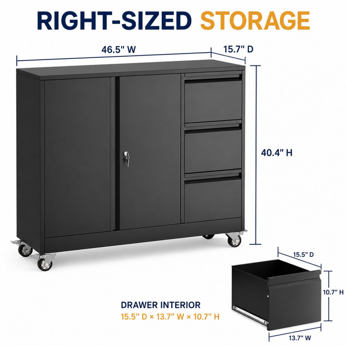 3 Drawer Rolling File Cabinet F740950