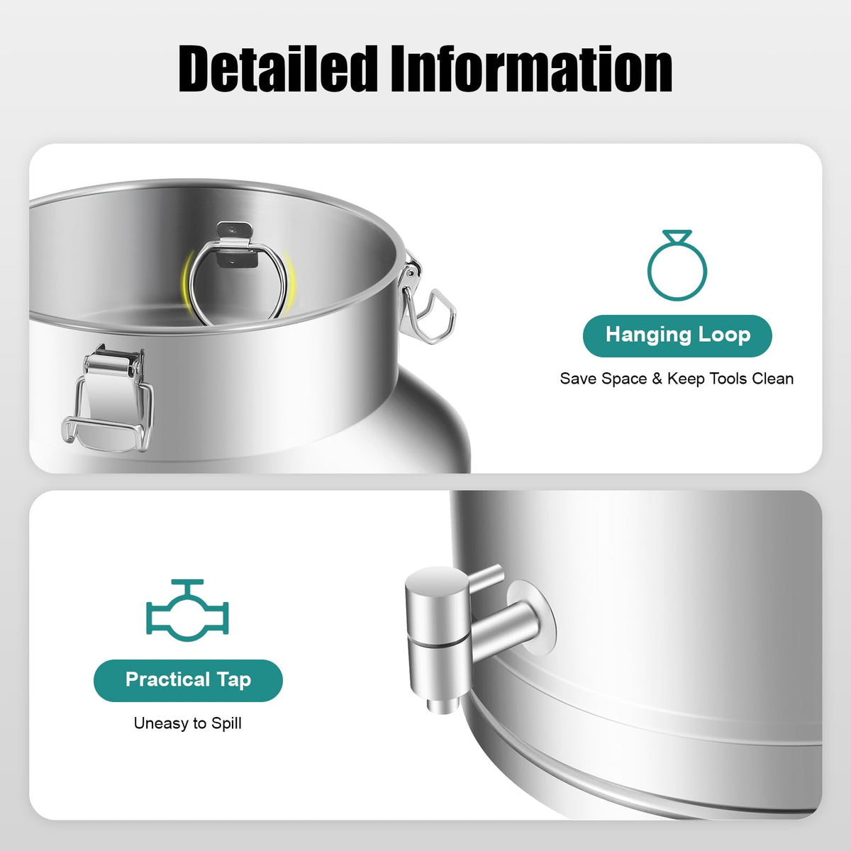 35L Stainless Steel Milk Can with Faucet W8077