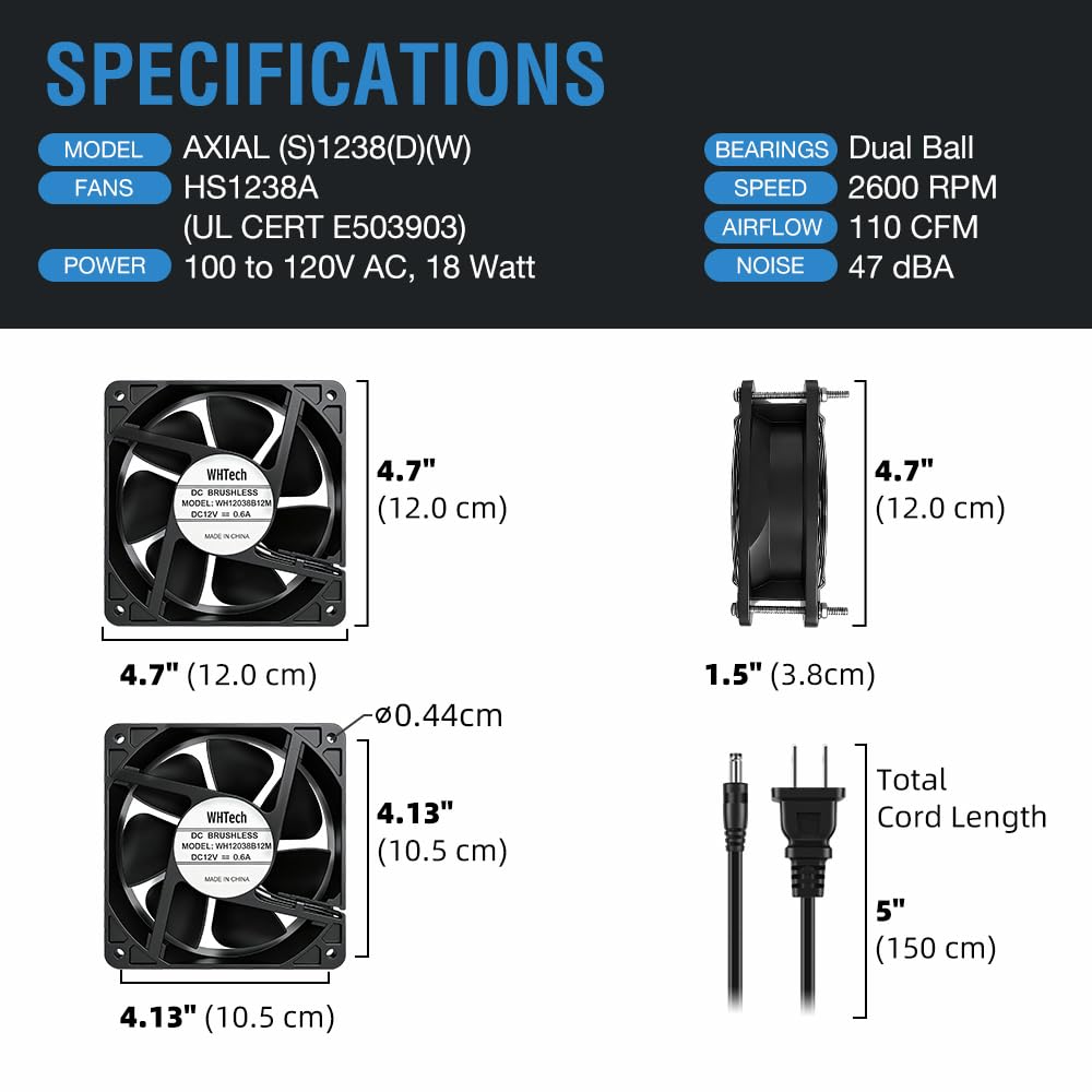 120mm x 38mm AC Muffin Fan with Variable Speed Controller Z6125