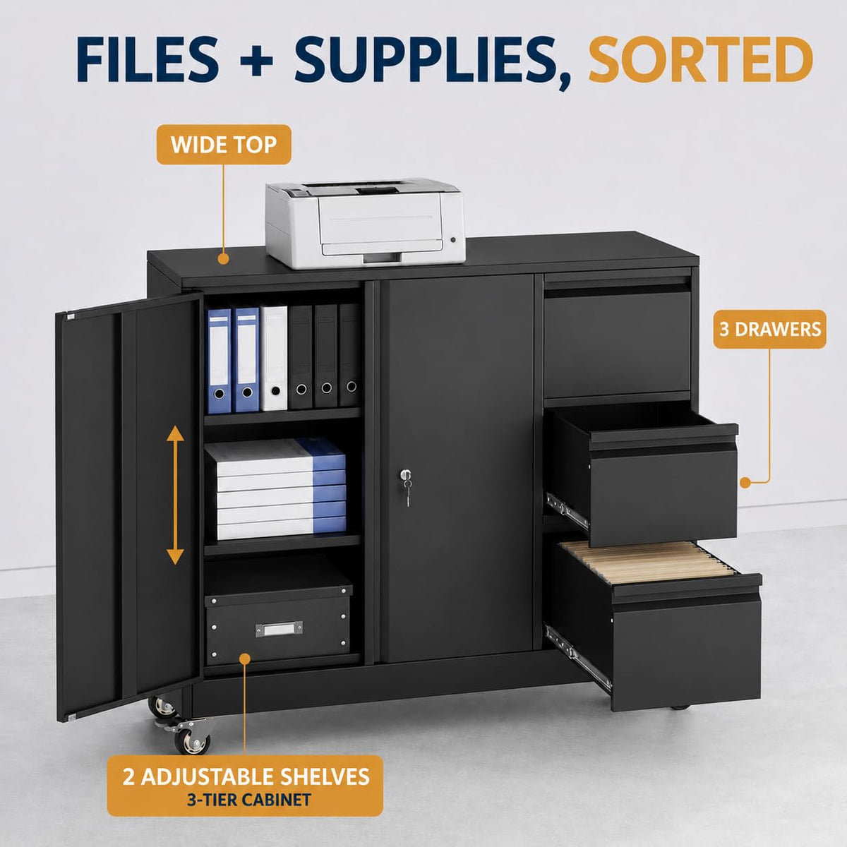 3 Drawer Rolling File Cabinet F740950