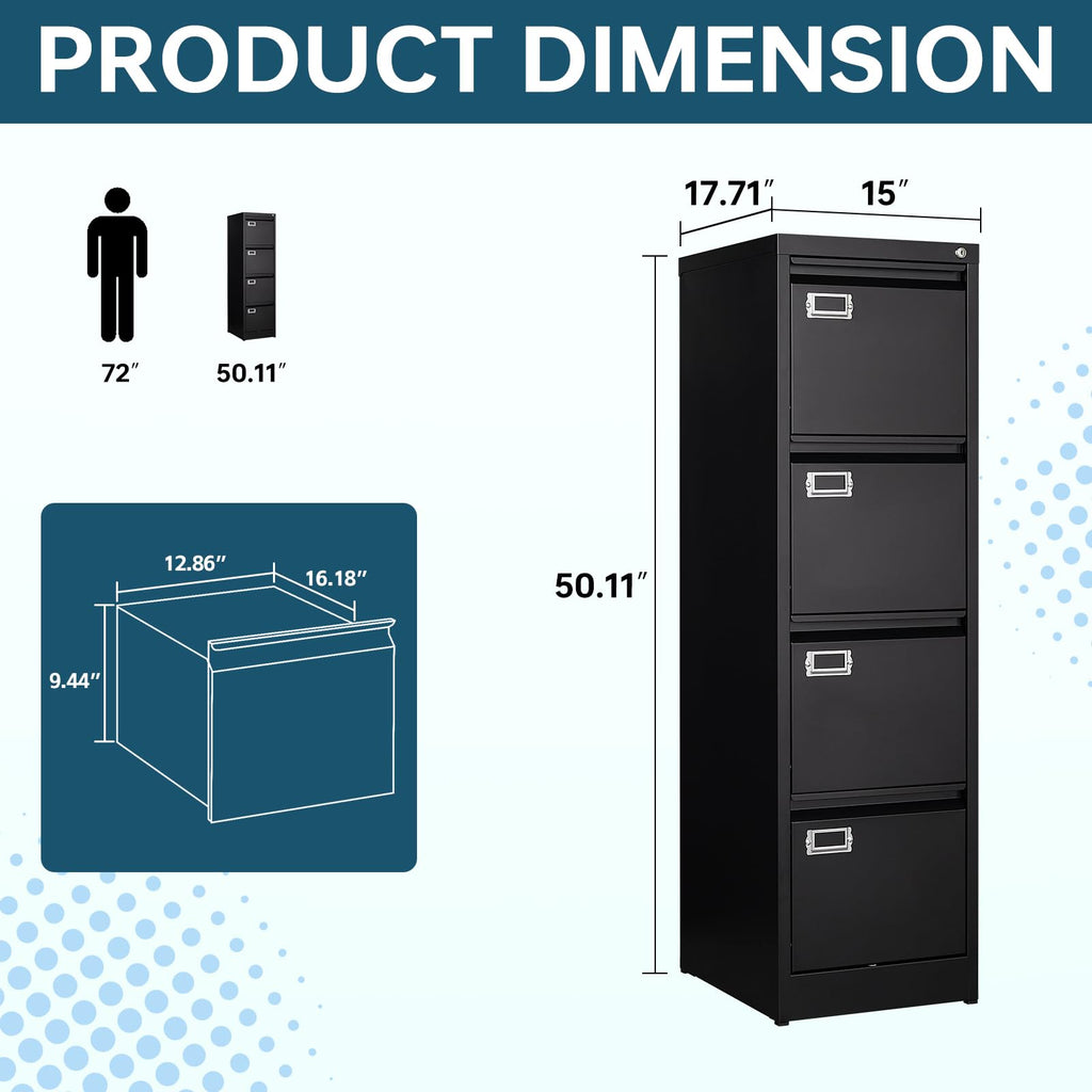 4 Drawer Metal File Cabinet with Lock C83602