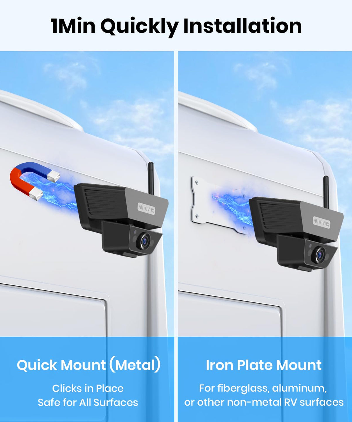 Wireless Backup Camera Solar Magnetic 7.2" 1080P Monitor Z8478