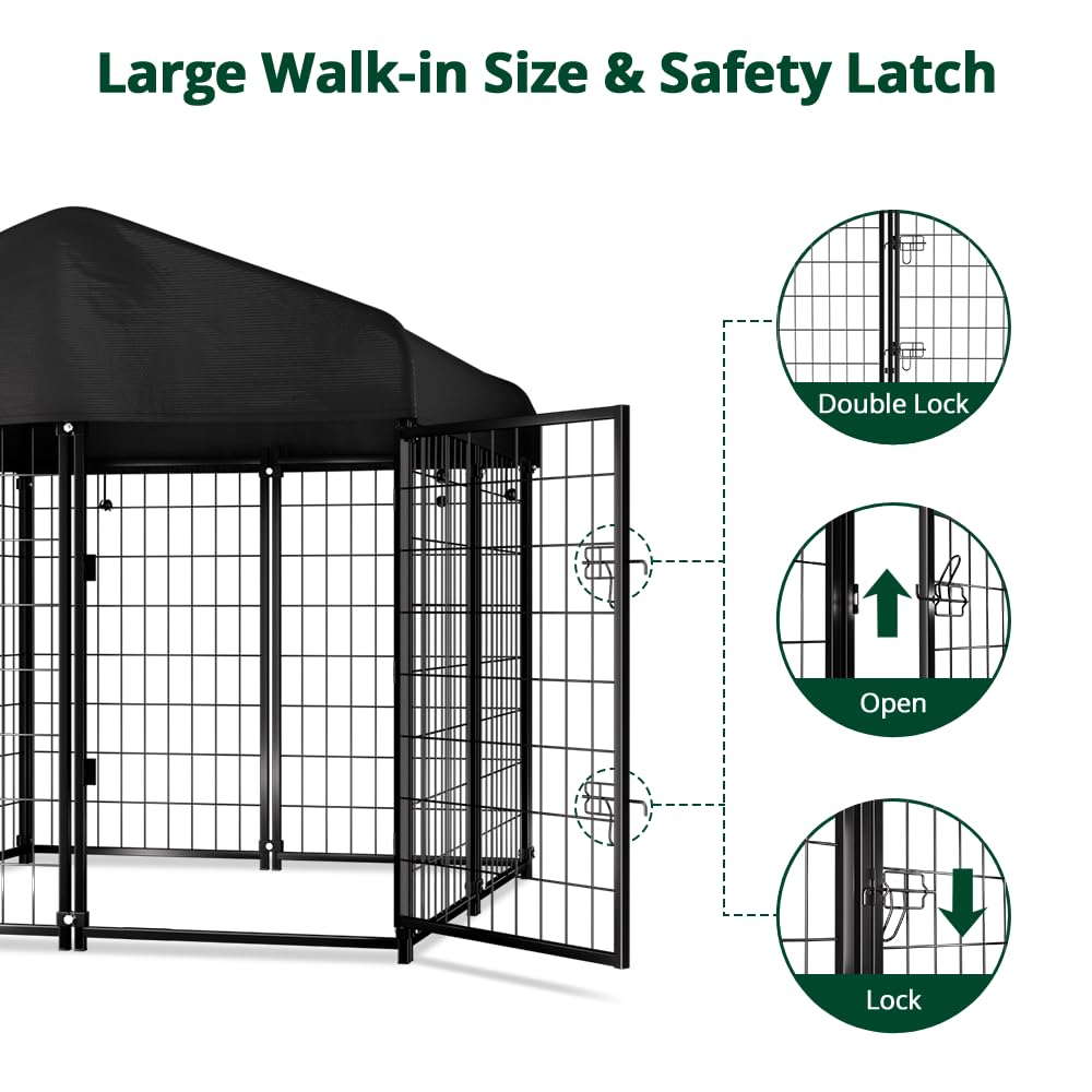 Welded Wire Dog Kennel with Roof F51488