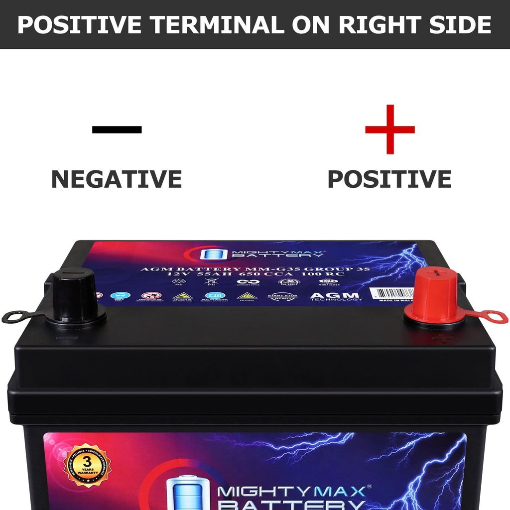 12V 55Ah AGM 650 CCA Group Size 35 Battery E105