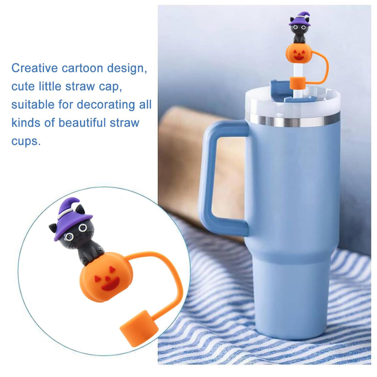 Straw Cover Cap for 30 and 40 Oz Tumbler, 10 mm Reusable Straw Tips Lids F6812
