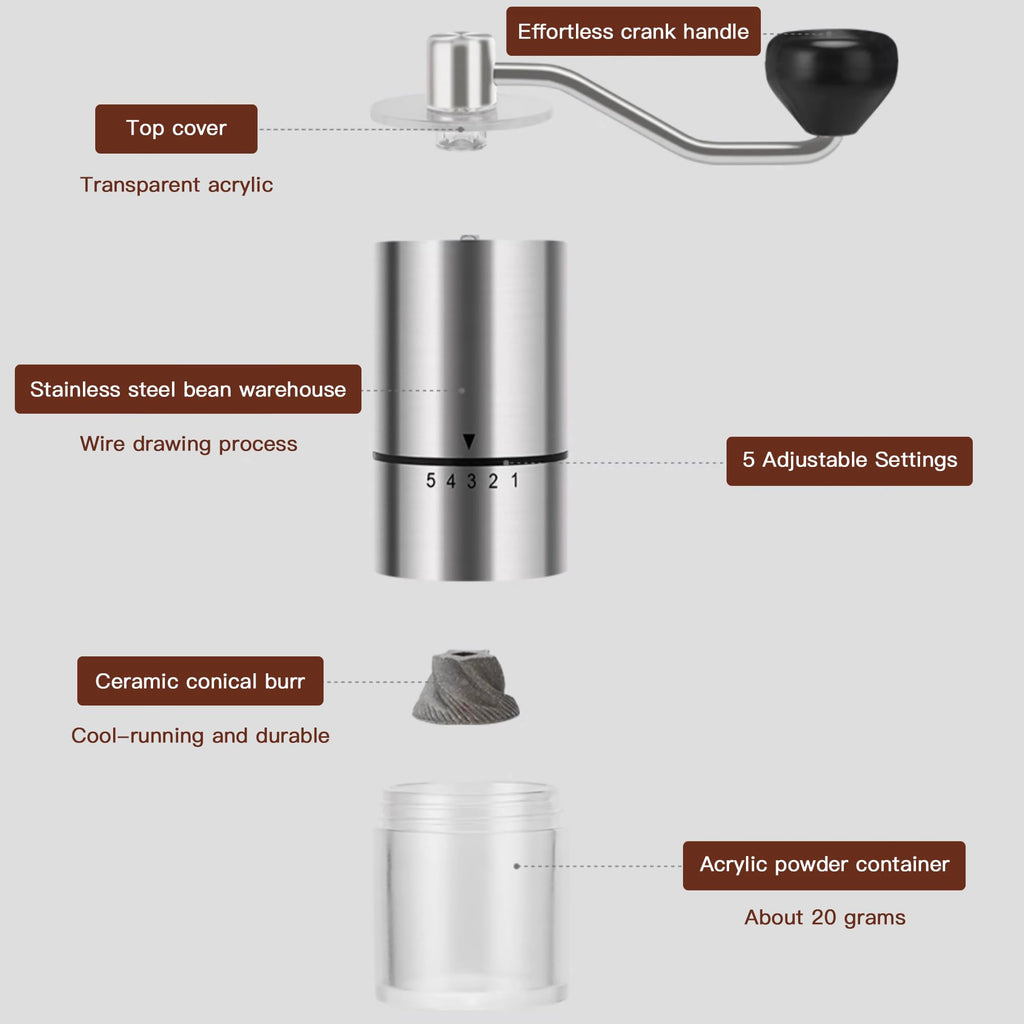 Manual Coffee Grinder with Ceramic Conical Burr H858703