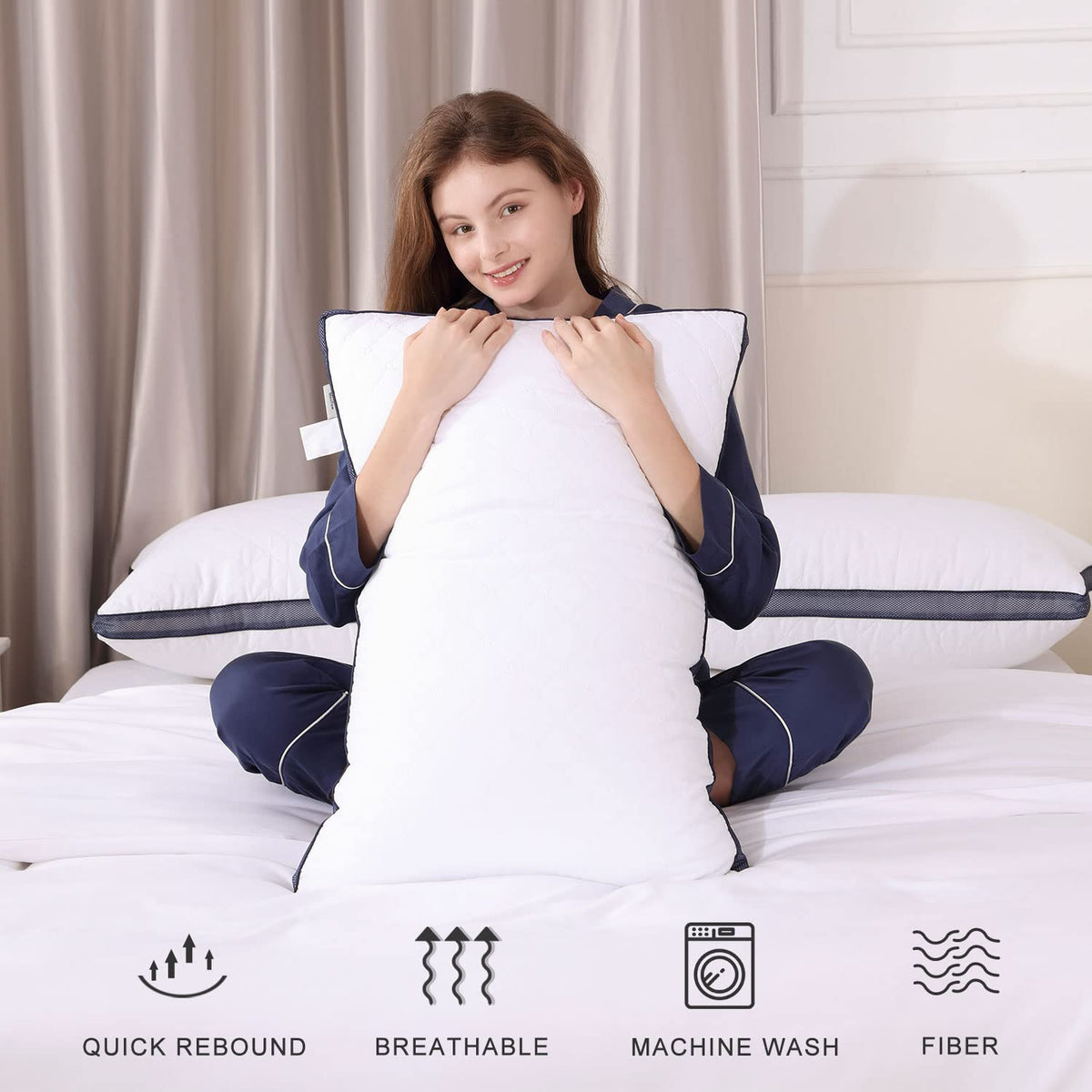 Queen Size Bed Pillows Set of 2 Z255086