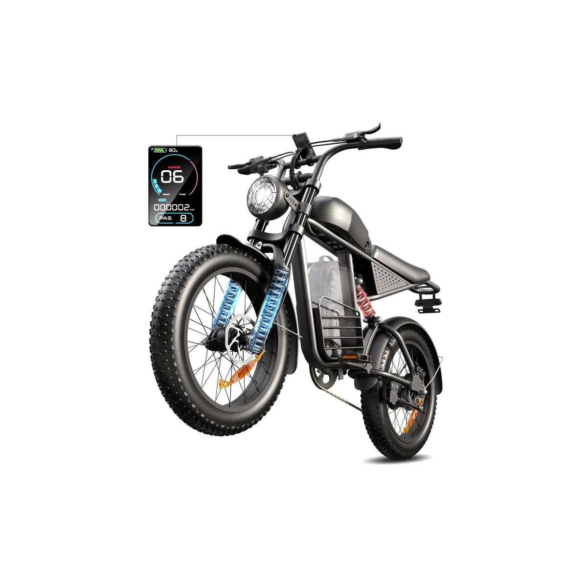 1000W Electric Bike 48V 15Ah 20" Fat Tire 7-Speed Y534