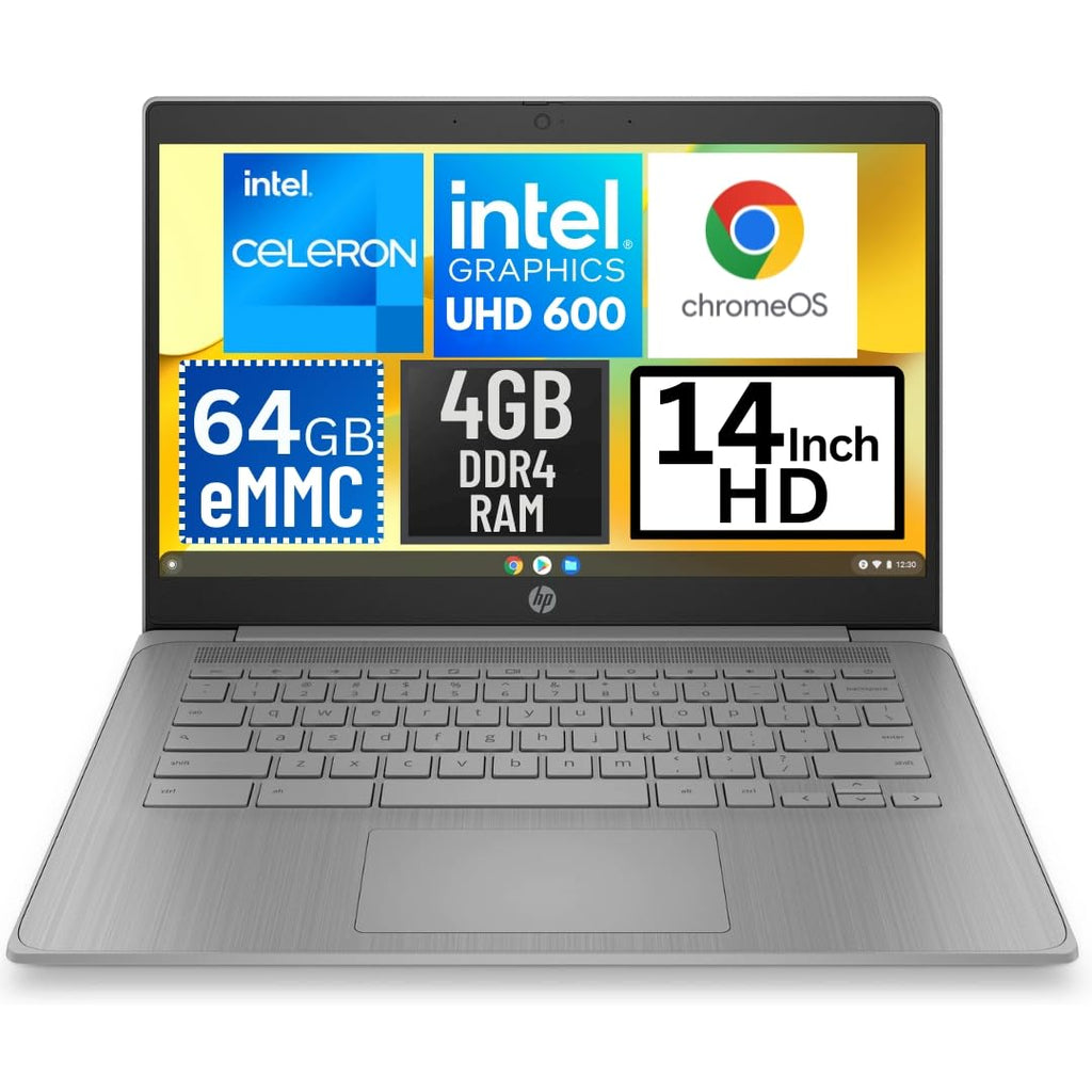 14 Inch HD Chromebook Laptop Intel Celeron N4120 4GB DDR4 RAM 64GB eMMC Chrome OS R5295
