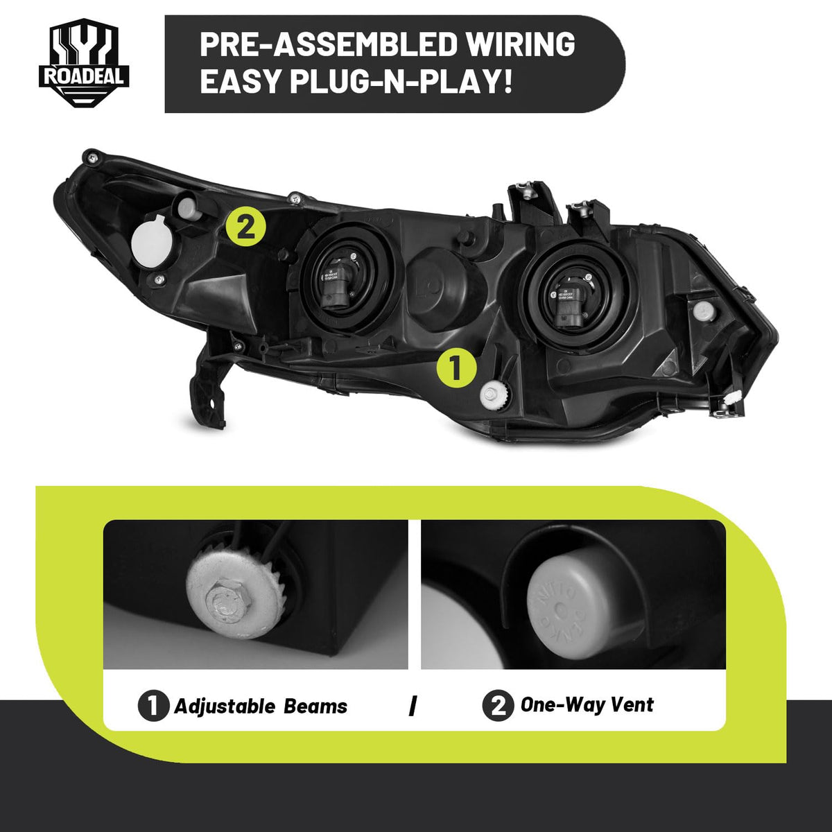 2006-2011 Honda Civic 2-Door Coupe Headlights L967883