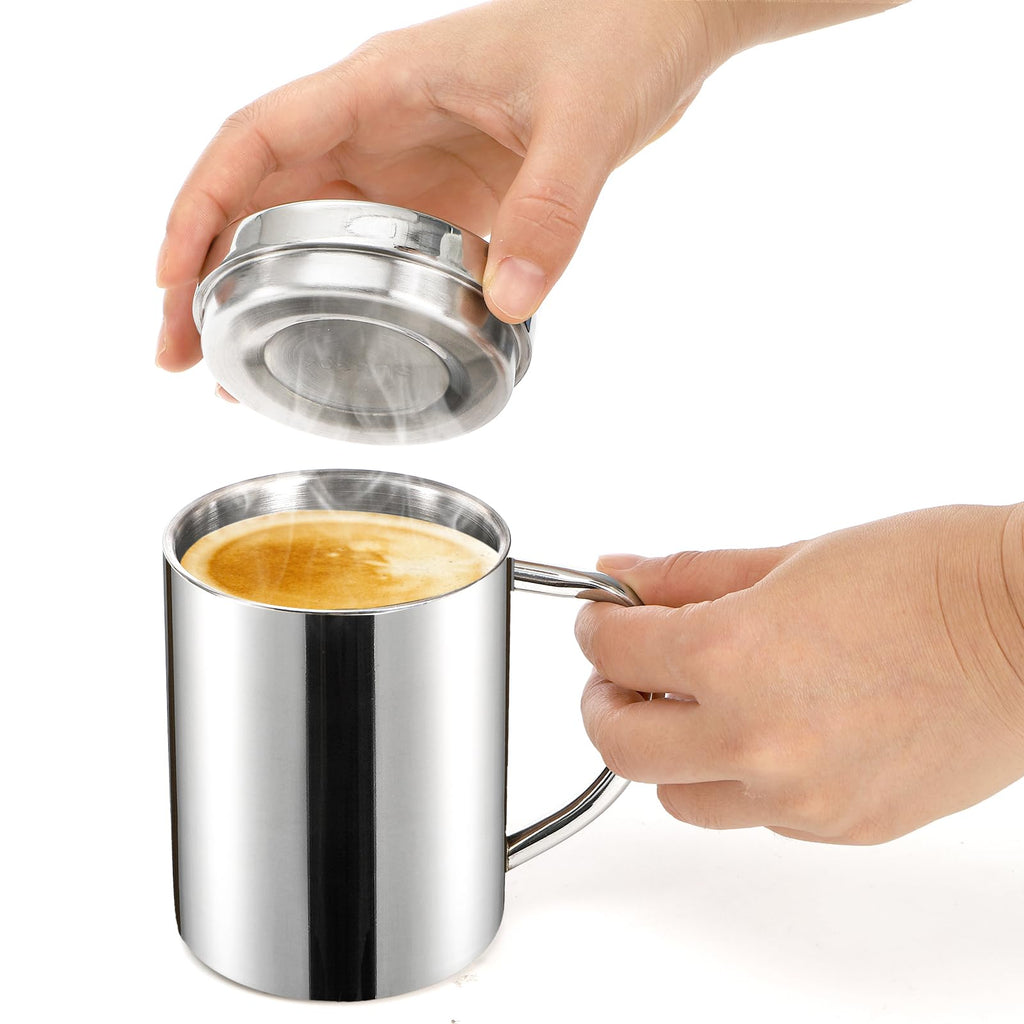2 Pack 13.5 oz Stainless Steel Insulated Mugs with Lid and Handle B322