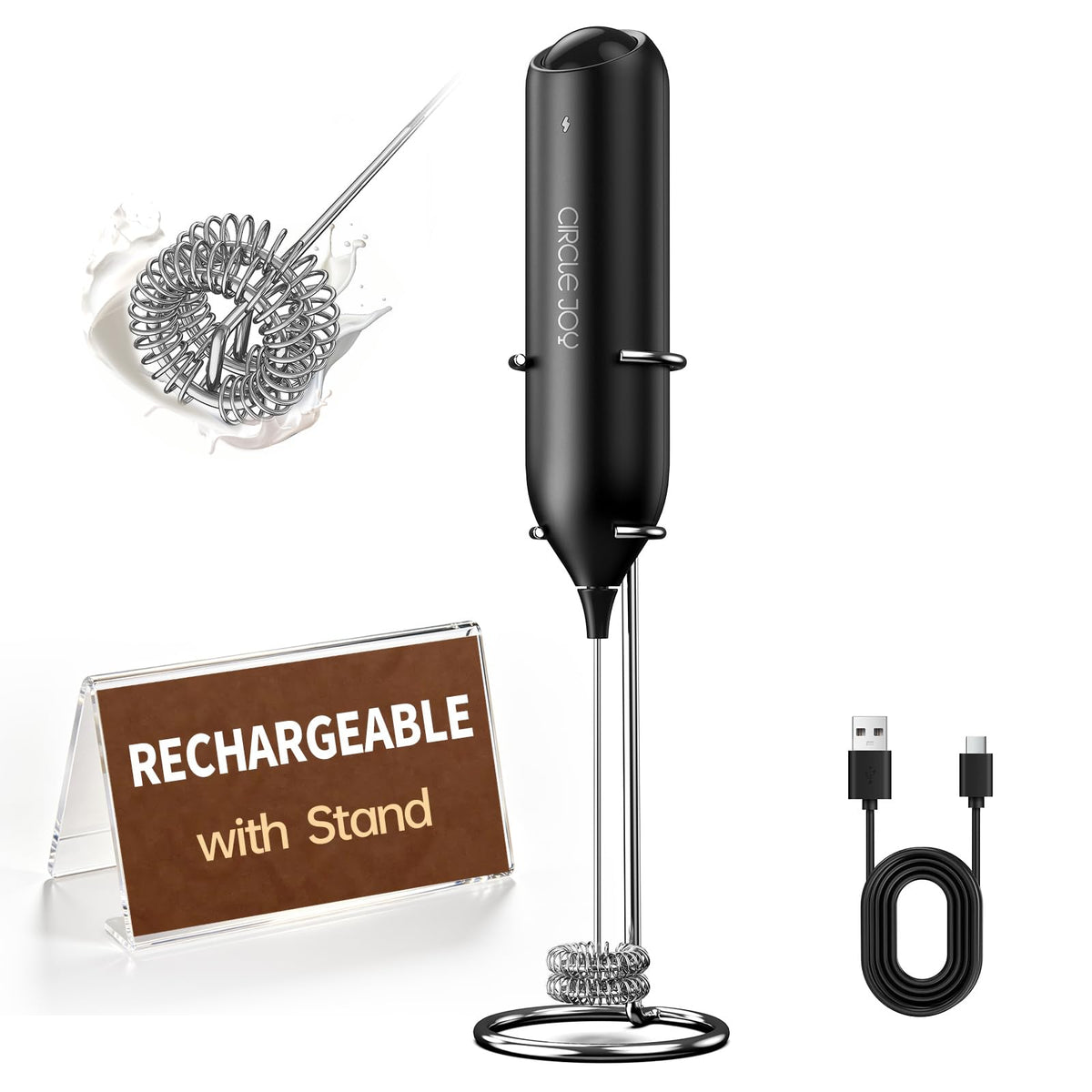 Rechargeable Handheld Milk Frother with Stand H5330