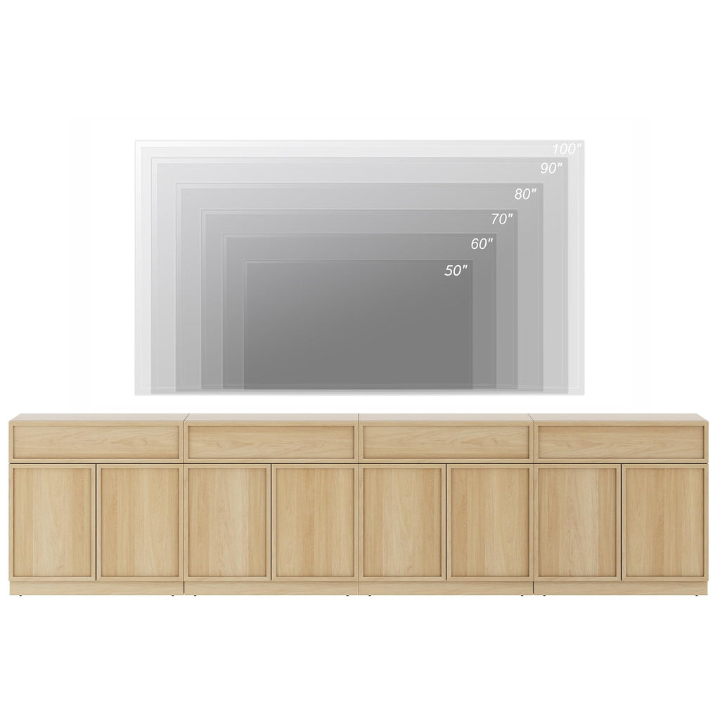 Oak TV Stand with 8 Doors and Drawers L632027