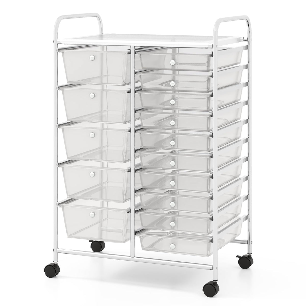 15 Drawer Rolling Storage Cart with Metal Frame K3008