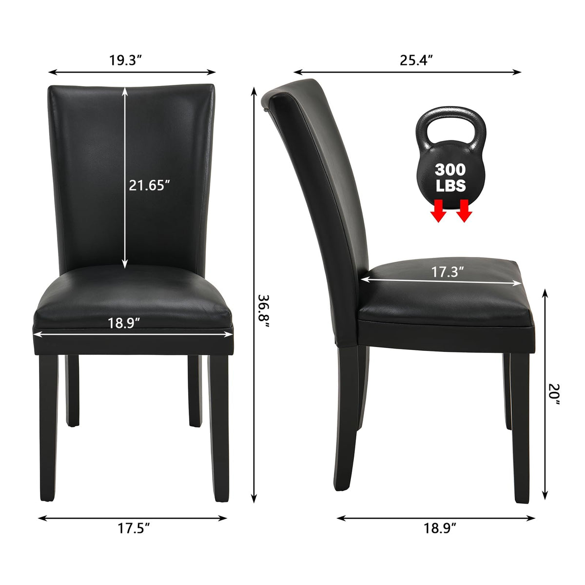 Set of 8 Black Faux Leather Upholstered Dining Chairs U399115