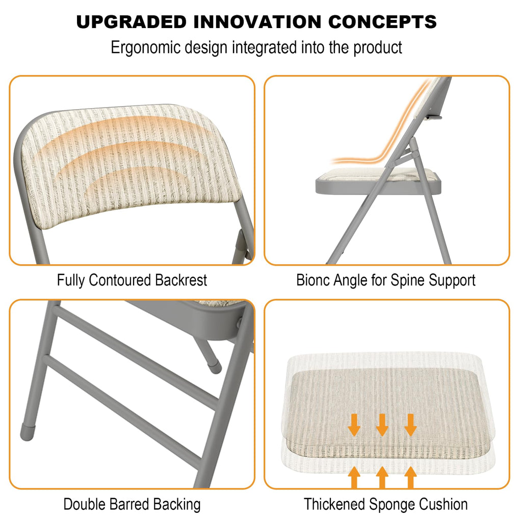8 Pack Padded Folding Chairs with Fabric Cushion and Back S5623