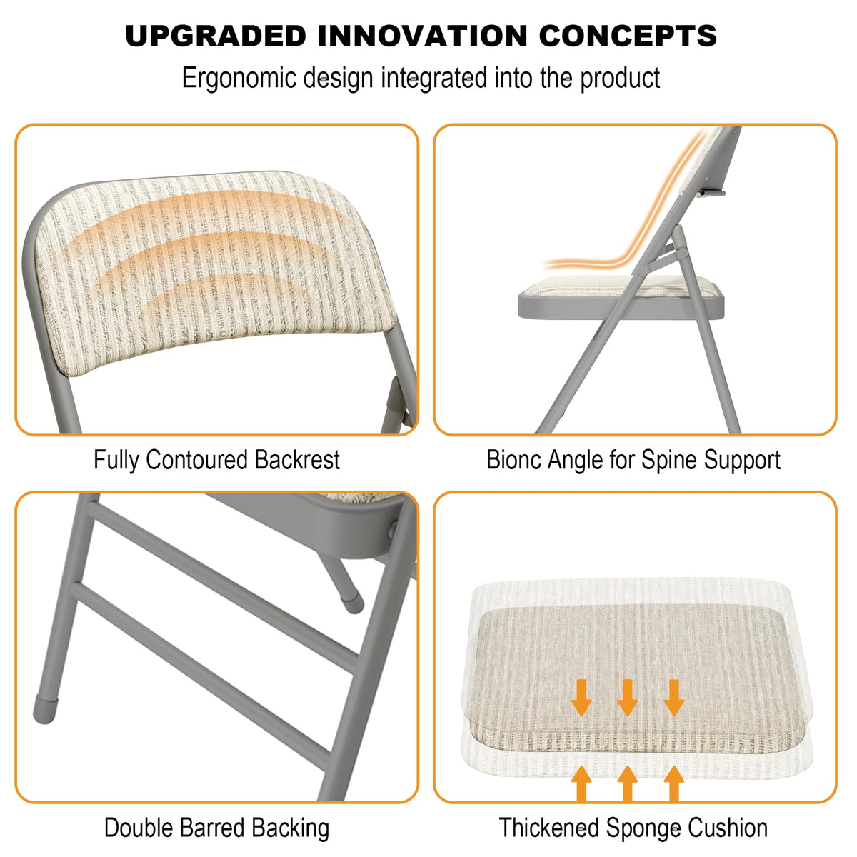 8 Pack Padded Folding Chairs with Fabric Cushion and Back S5623