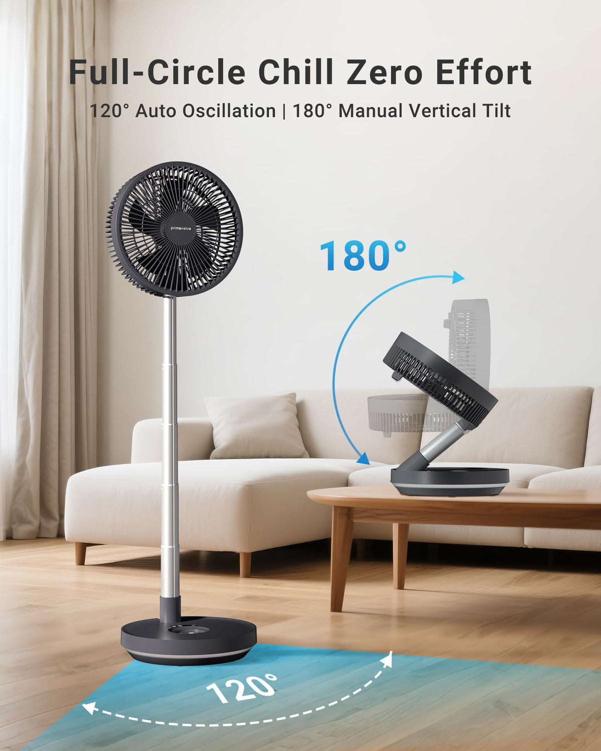 10" Portable Oscillating Fan with 10000mAh Rechargeable Battery J88748