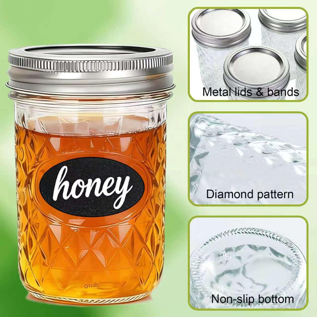 12 Pack Glass Mason Jars with Lids 16 oz & 8 oz Q85562