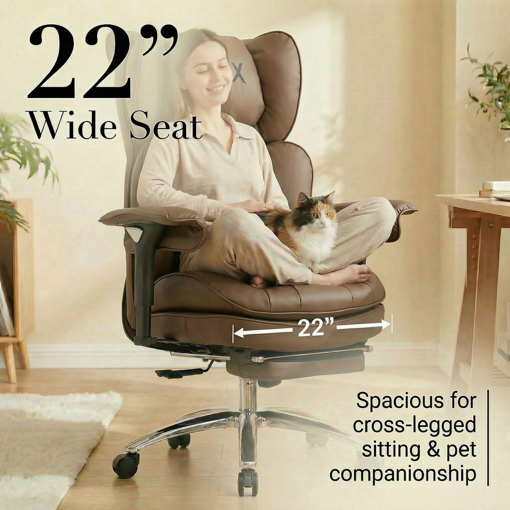 Big & Tall Desk Chair with Footrest Brown C812