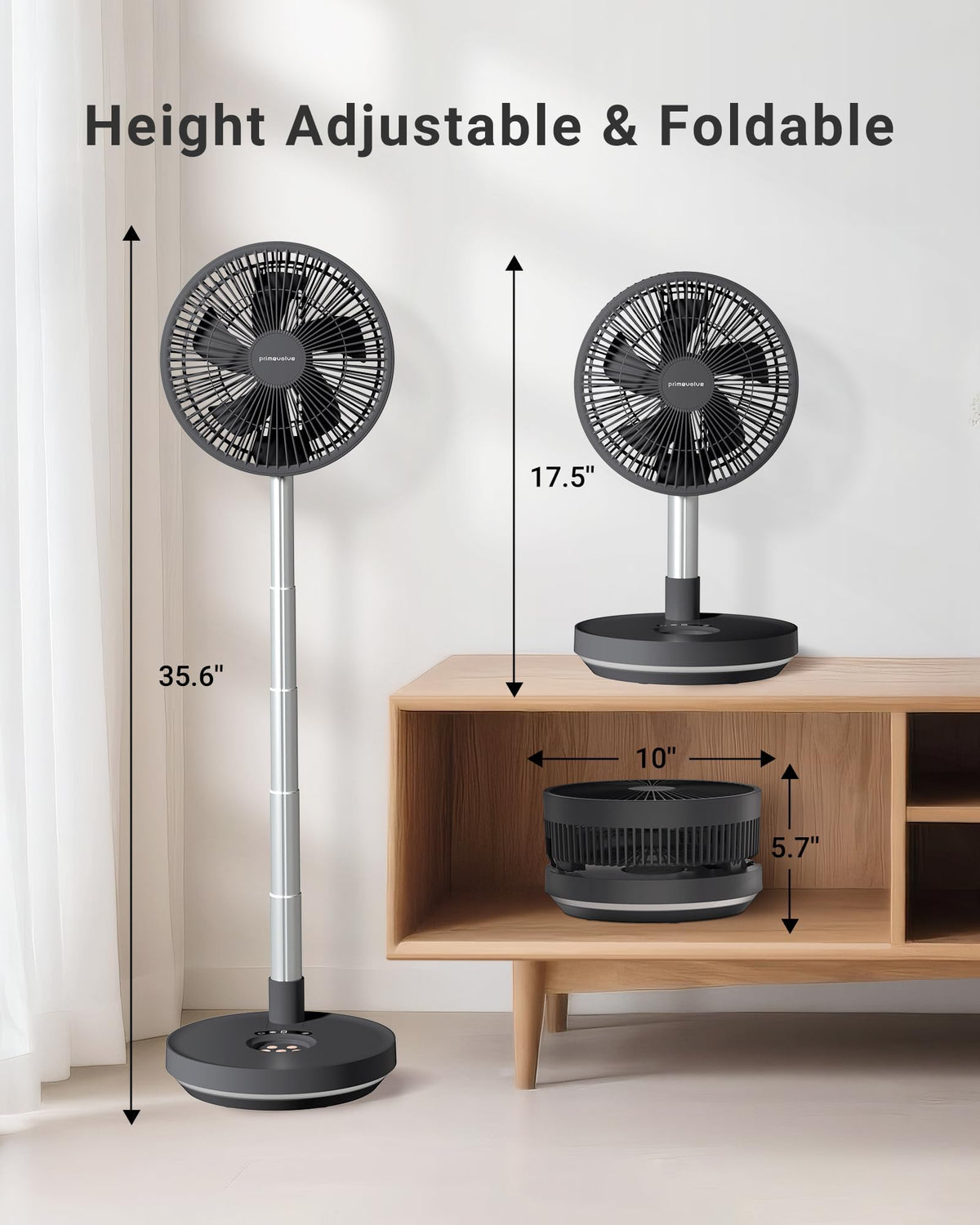 10" Portable Oscillating Fan with 10000mAh Rechargeable Battery J88748