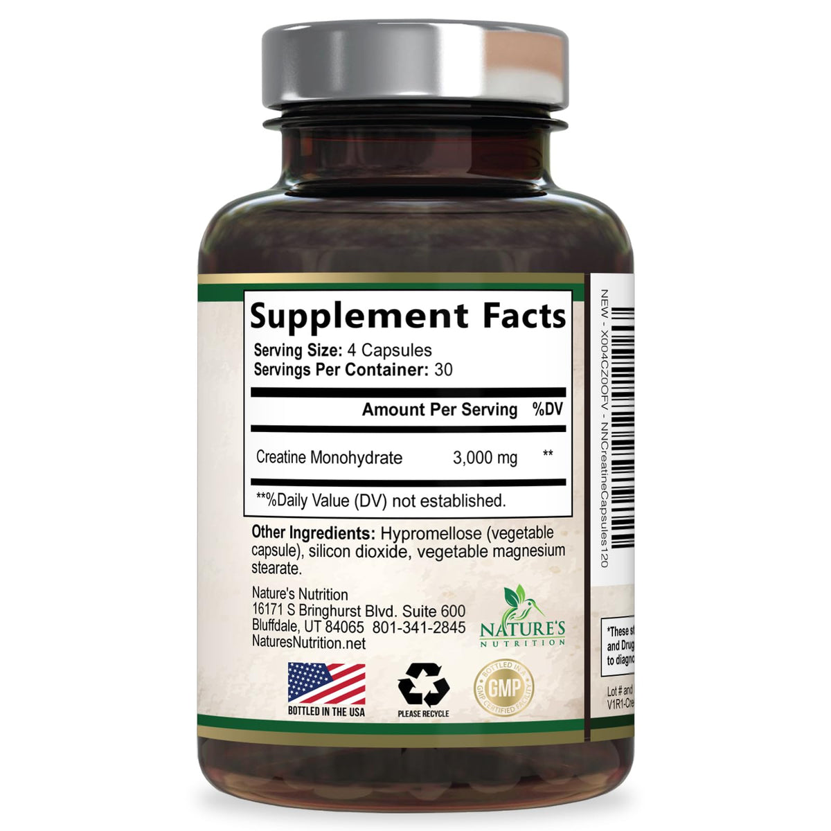 Micronized Creatine Monohydrate 3000mg 120 Capsules O2717