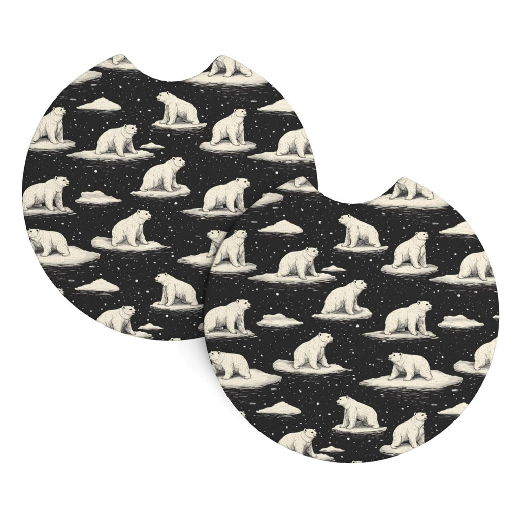 White Bear Print Car Cup Coasters Set of 2 Y770