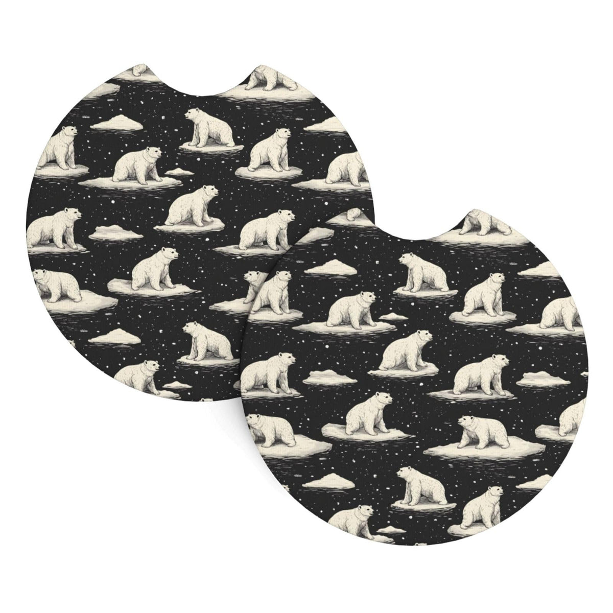 White Bear Print Car Cup Coasters Set of 2 Y770