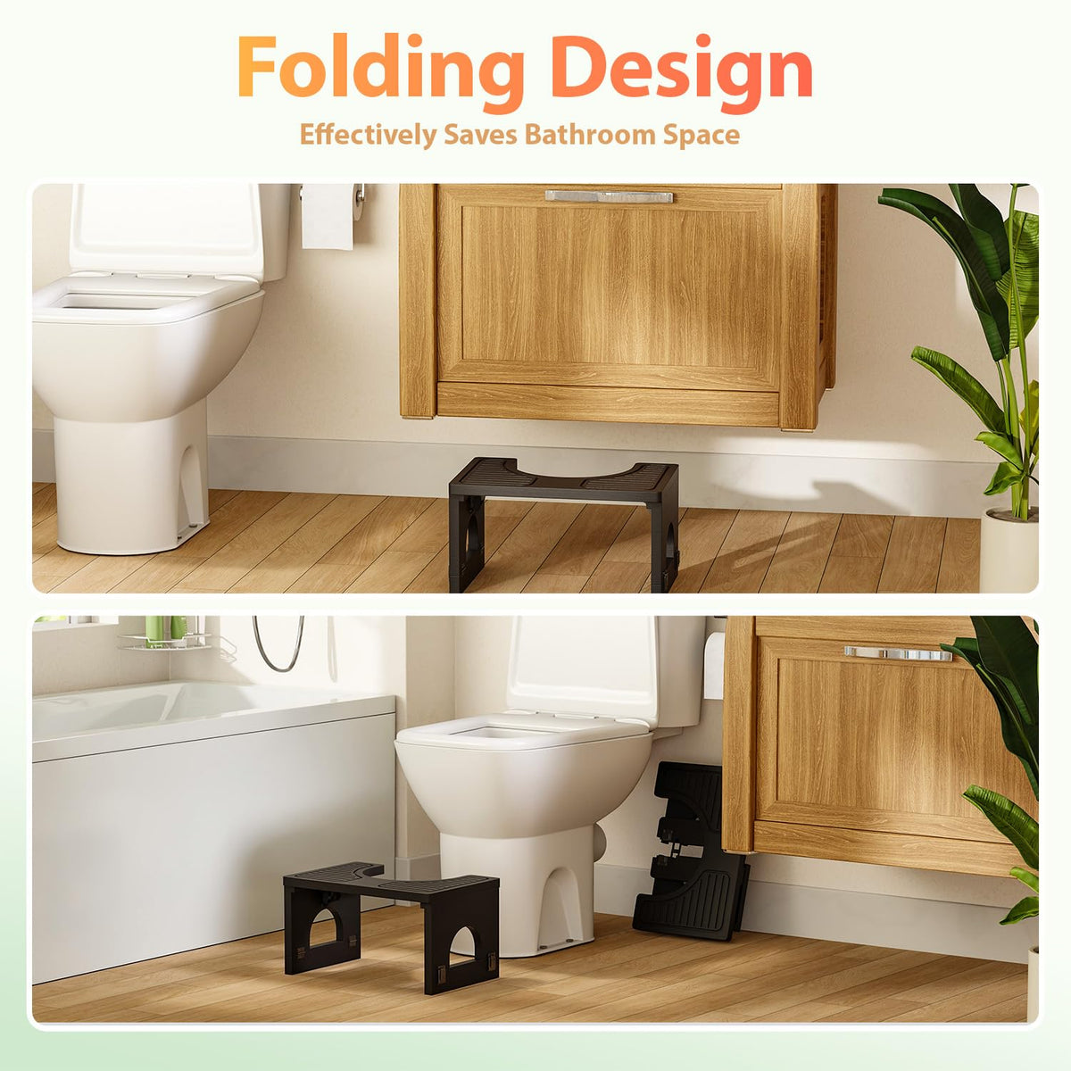Folding Toilet Stool 7"&9" Adjustable Black Z255