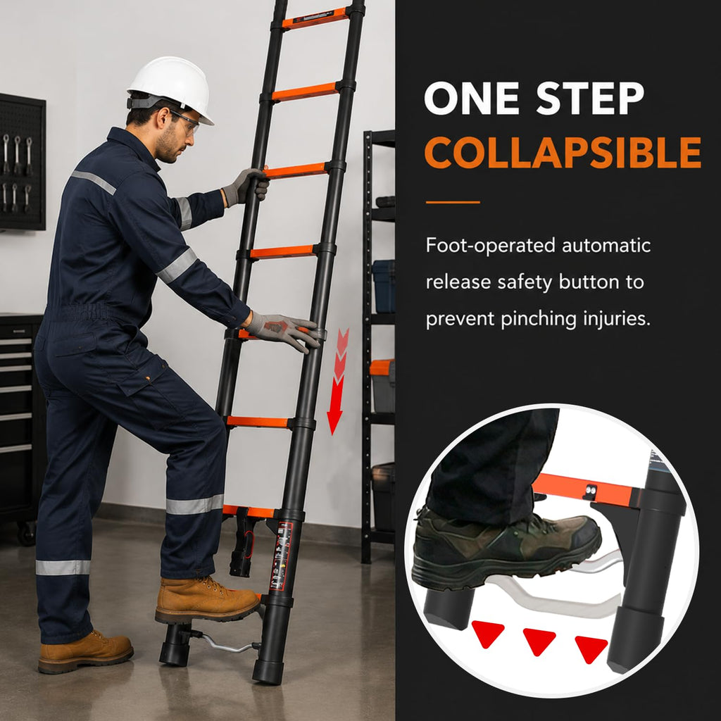 12.5 FT Aluminum Telescopic Ladder 330lbs D886
