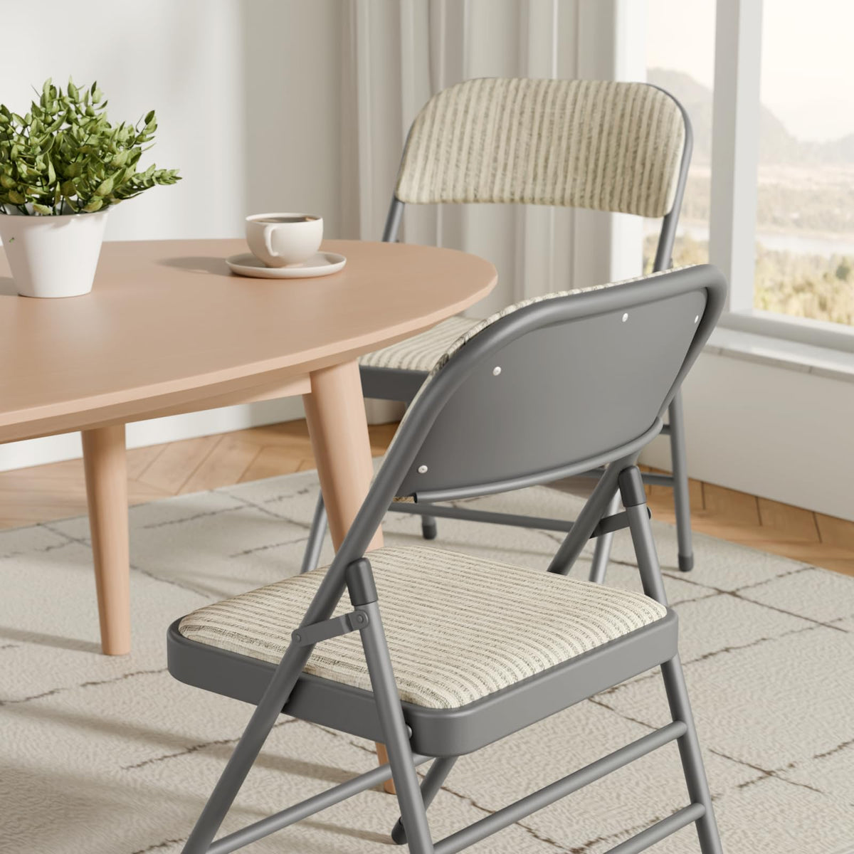 8 Pack Padded Folding Chairs with Fabric Cushion and Back S5623