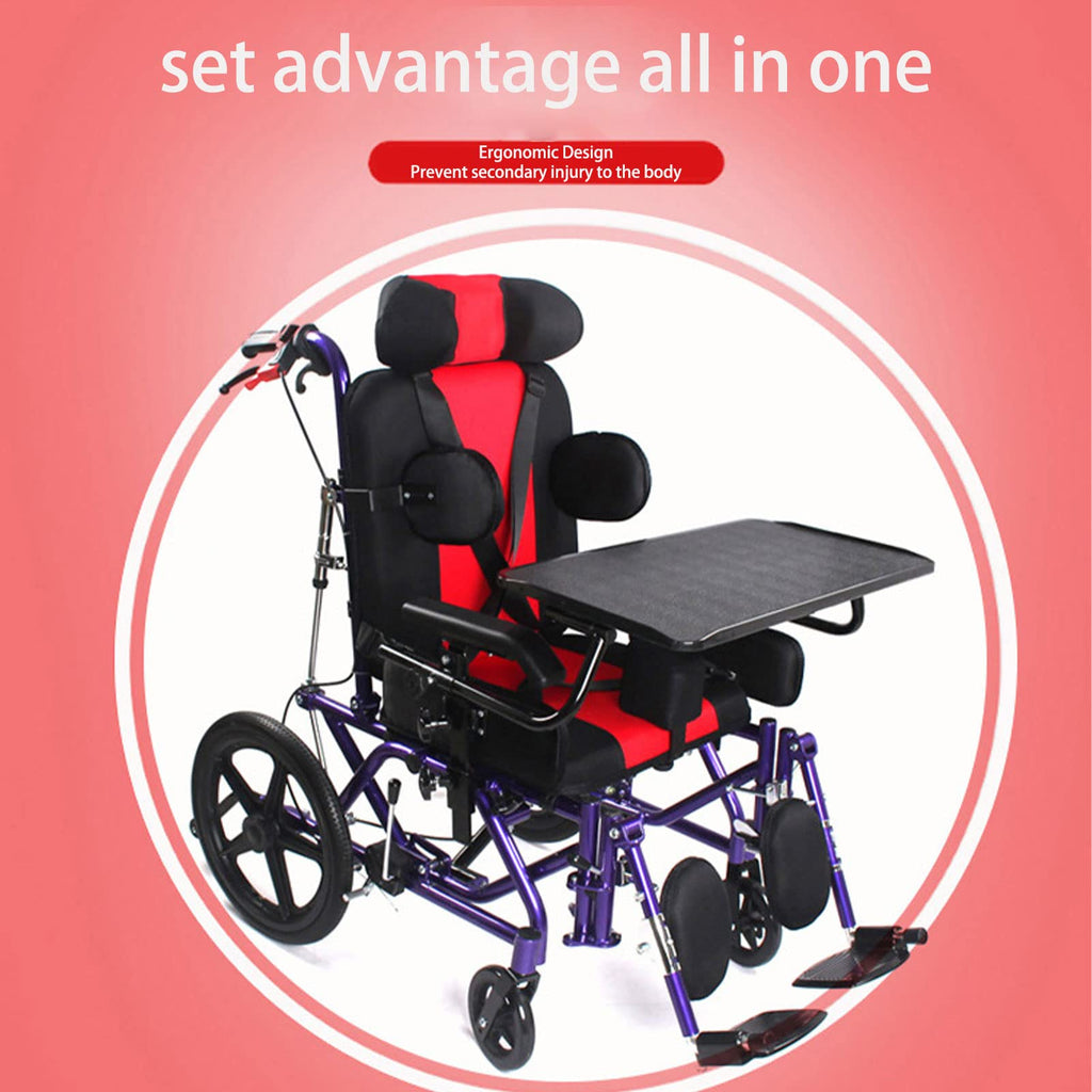 Lightweight Transport Wheelchair with Handbrakes, Flip Back Detachable Full Arms and Elevating Leg Rest W89485