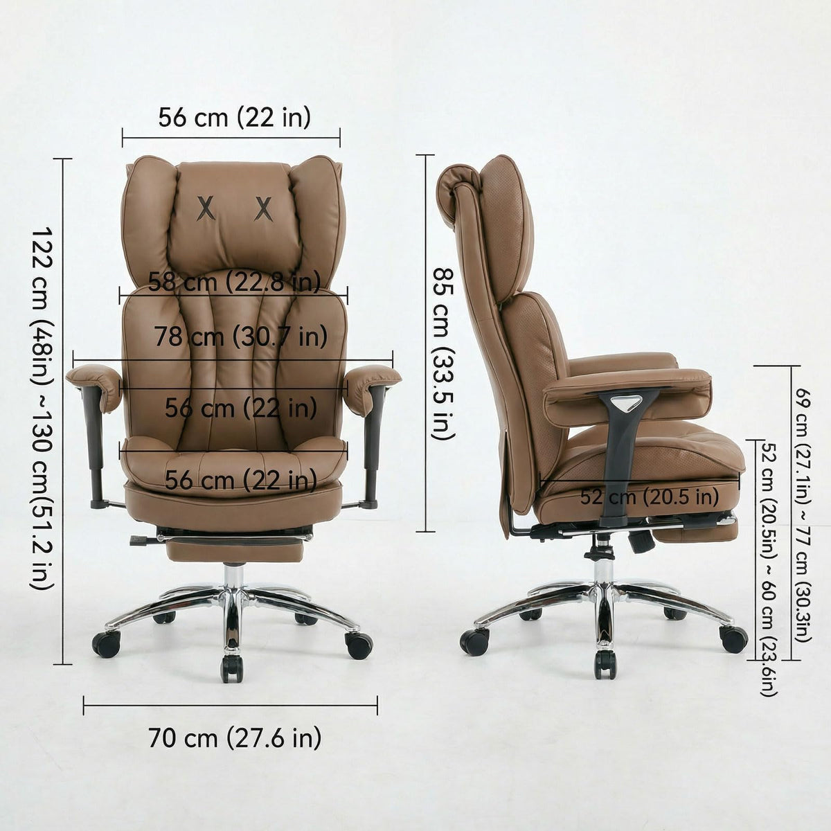 Big & Tall Desk Chair with Footrest Brown C812
