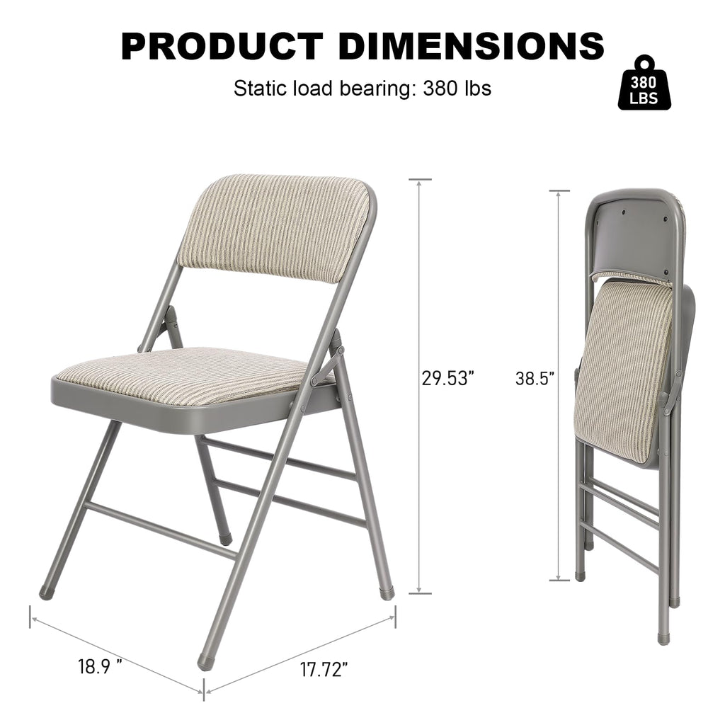 8 Pack Padded Folding Chairs with Fabric Cushion and Back S5623