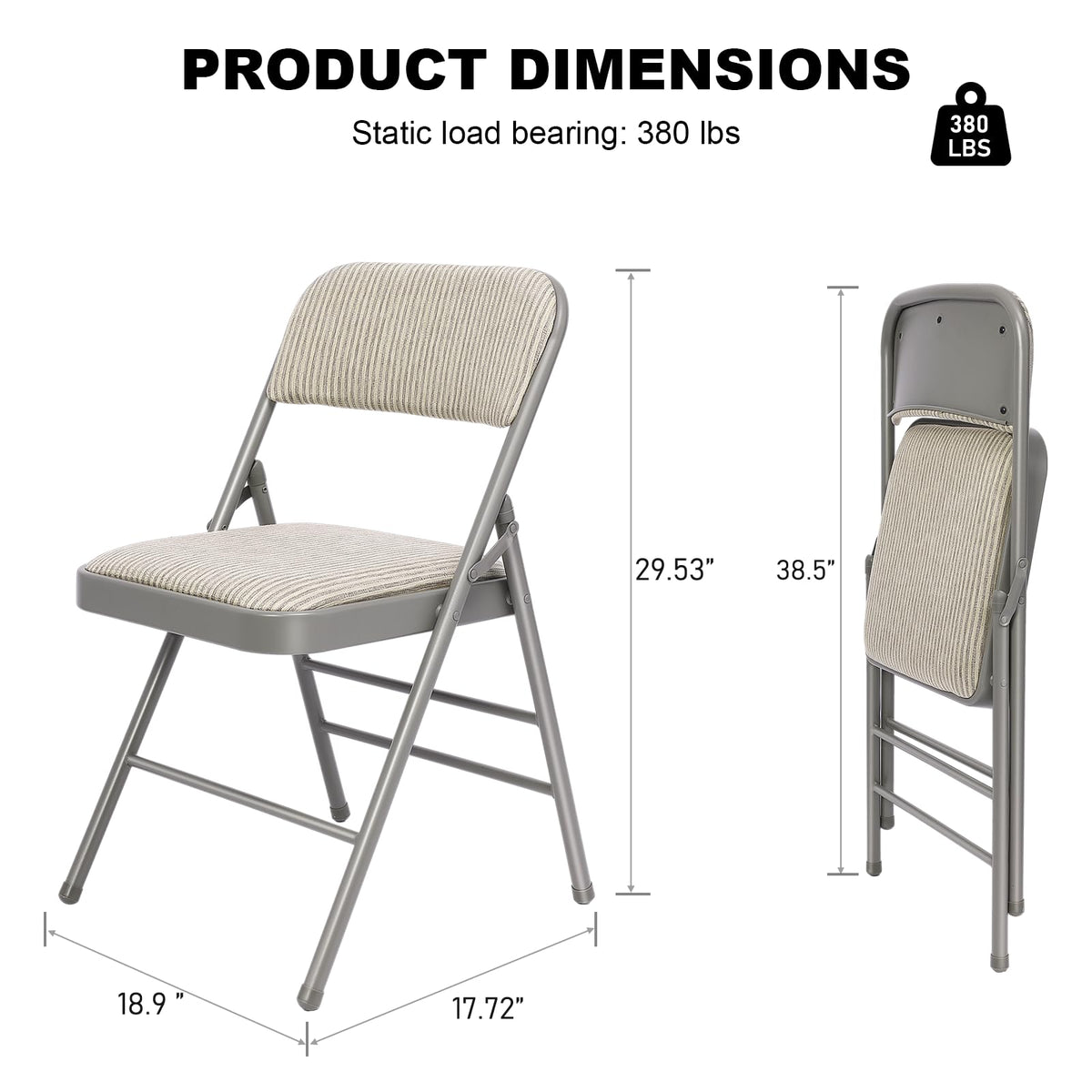 8 Pack Padded Folding Chairs with Fabric Cushion and Back S5623