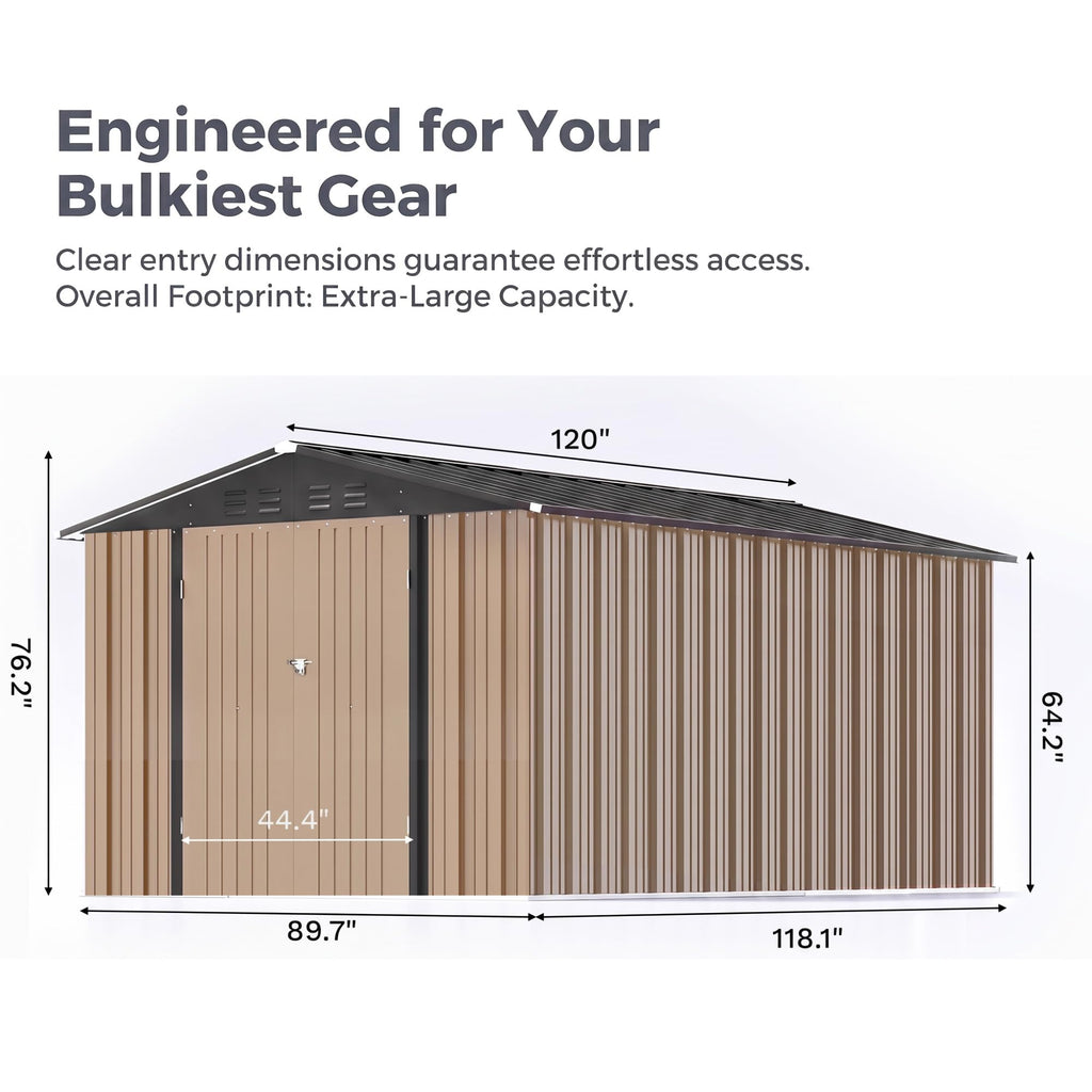 8x10 FT Metal Outdoor Storage Shed with Lockable Door Y284