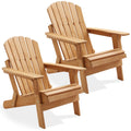 Oversized Folding Adirondack Chair Set of 2 Cedar Wood D9407
