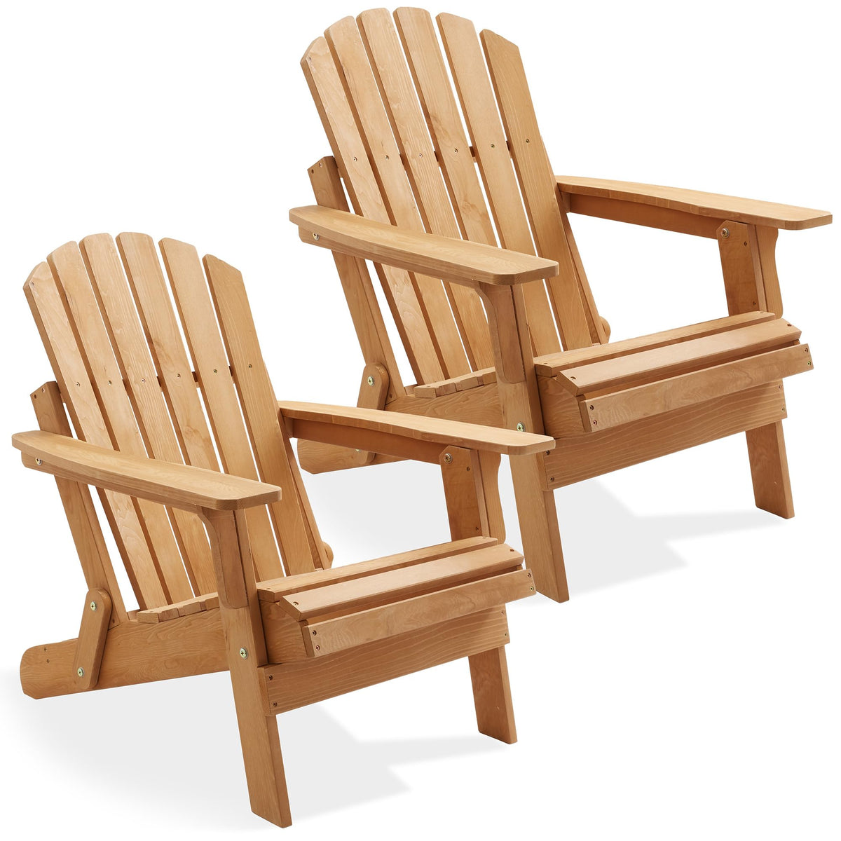 Oversized Folding Adirondack Chair Set of 2 Cedar Wood D9407